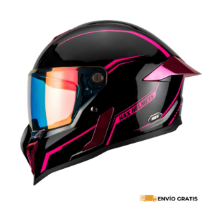 Casco HAX Integral Black Pearl Negro Rosa Brillante (Talla M) | SC0019724