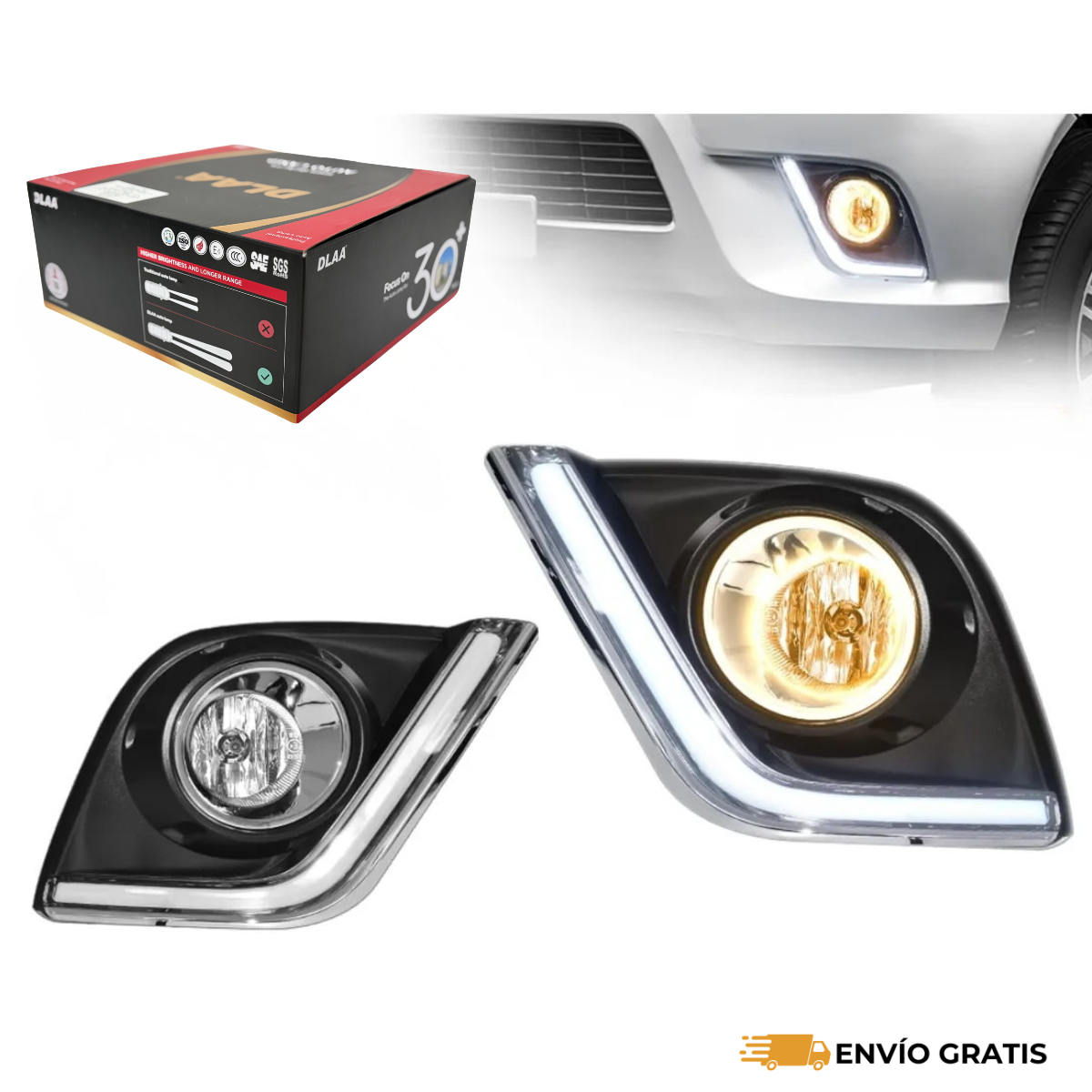 Faros auxiliares para Hilux 2016-2025 Halógeno con Bisel DRL | SC0019729