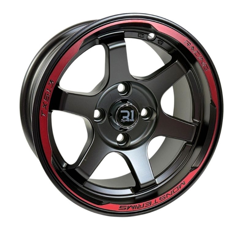 Rines 13" de aluminio 4x100 Modelo JA036 Matt Black + Red (Juego de 4) SC0019781 - Imagen 2