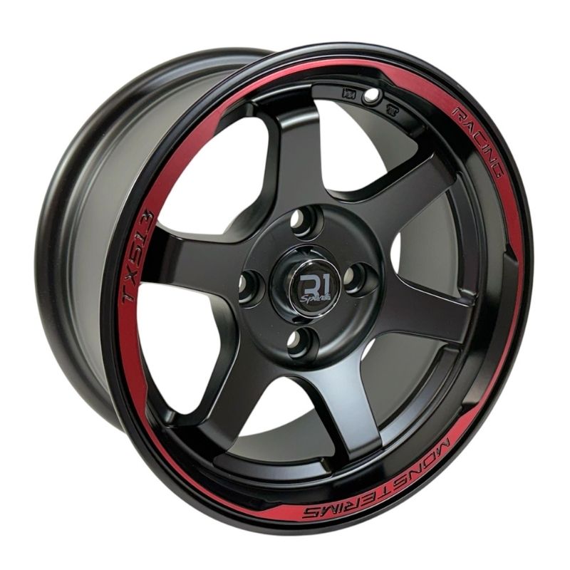 Rines 13" de aluminio 4x100 Modelo JA036 Matt Black + Red (Juego de 4) SC0019781 - Imagen 5