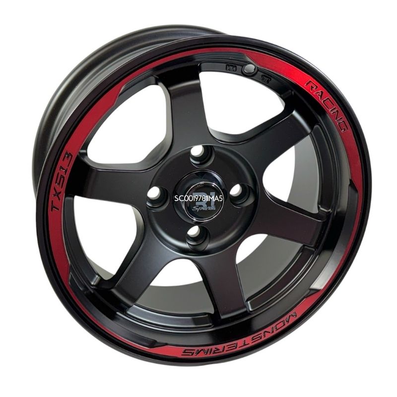 Rines 13" de aluminio 4x100 Modelo JA036 Matt Black + Red (Juego de 4) SC0019781 - Imagen 6