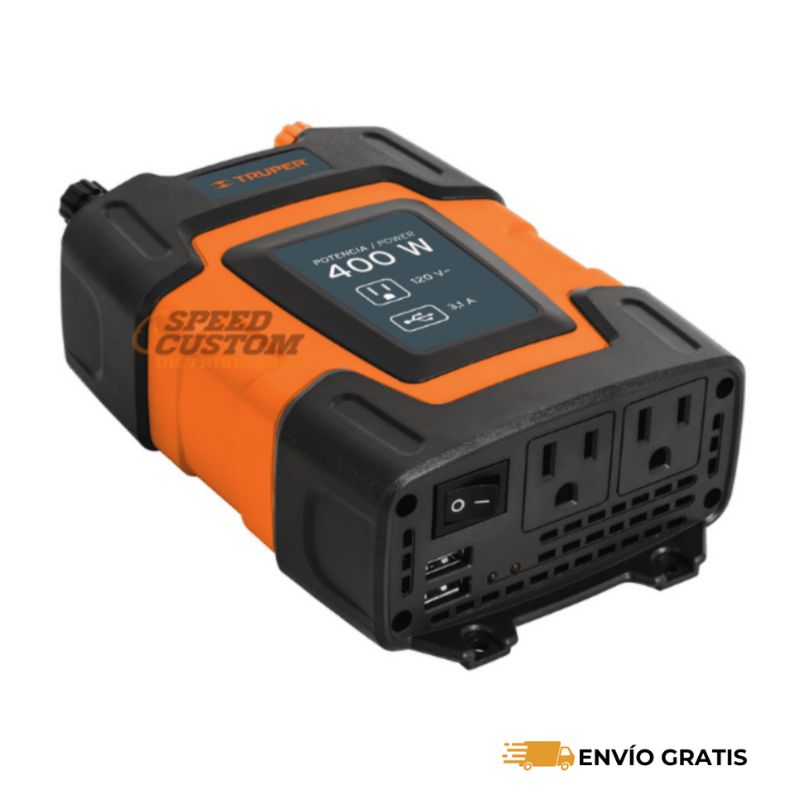 Inversor de Corriente 400W con 2 Puertos USB y Cables para Batería | INCO-400 57501206692184
