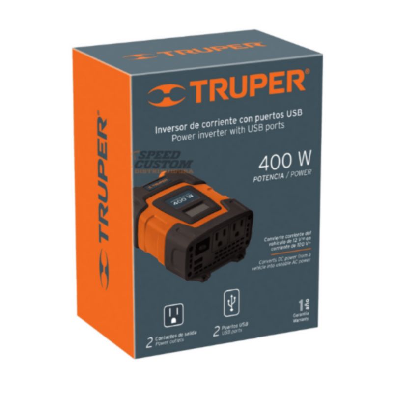Inversor de Corriente 400W con 2 Puertos USB y Cables para Batería | INCO-400 57501206692184 - Imagen 2