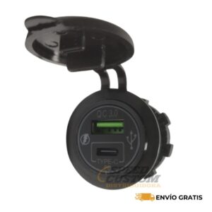 Cargador USB para Automóvil con 2 Entradas USB y USB-C, Luz Azul, Carga Rápida 36W SC0017677