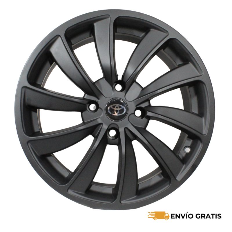 Rines de Aluminio Deportivos Modelo Airvent 17X7.0 4X114 Negro Mate Compatible con Toyota Avanza 2016-2021 SC0018316