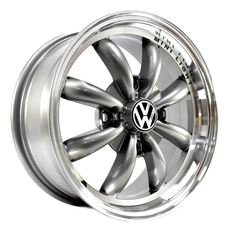 Rines 17x7 Barrenacion 4/130 Para Vocho Vw Logo Gun Metal - Imagen 2