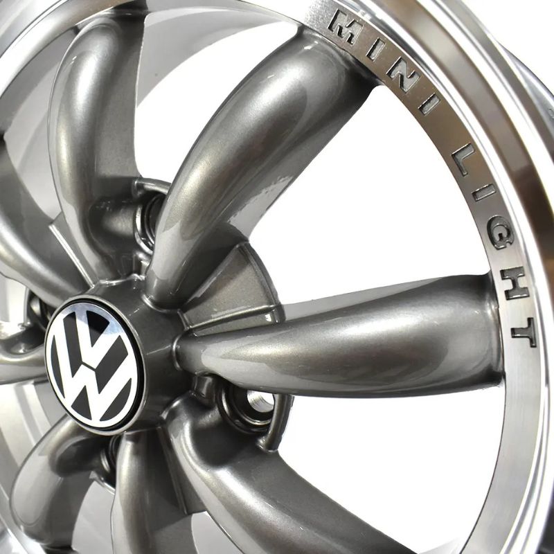 Rines 17x7 Barrenacion 4/130 Para Vocho Vw Logo Gun Metal - Imagen 3