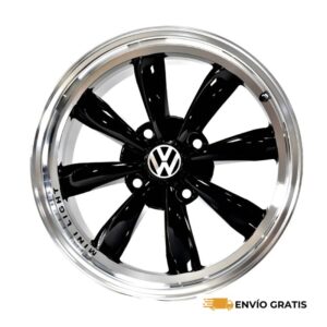 Rines 15x6.5 Barrenacion 4/130 Para Vocho Vw Logo Black Diam