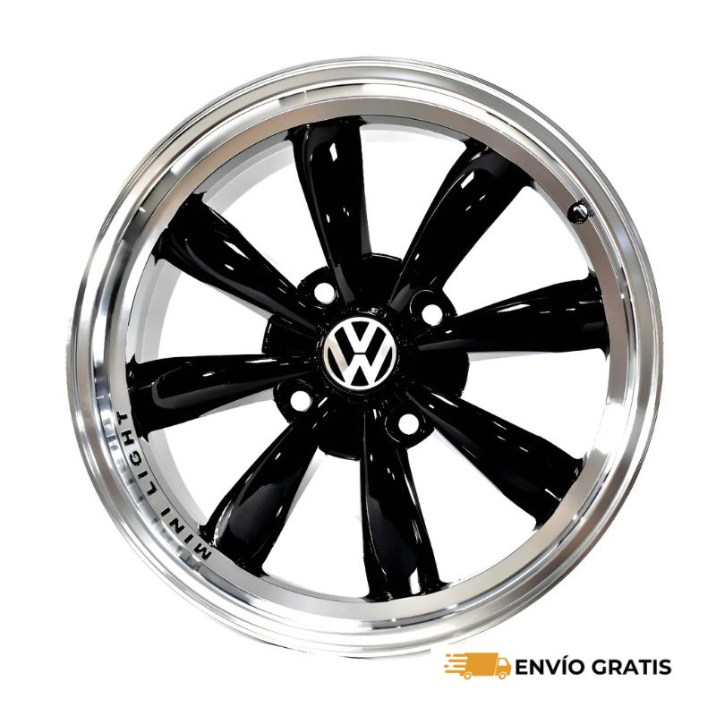 Rines 15x6.5 Barrenacion 4/130 Para Vocho Vw Logo Black Diam