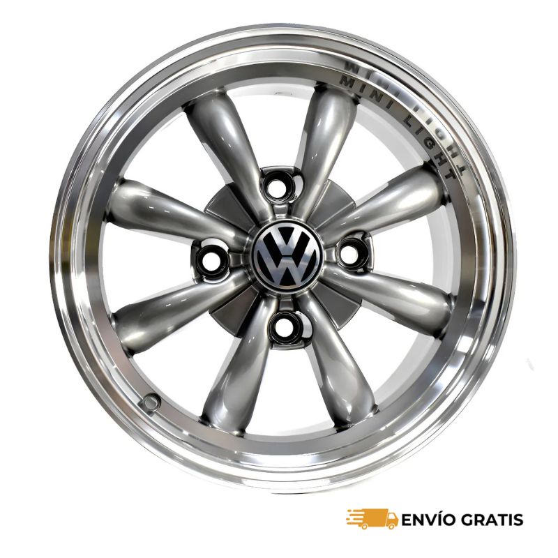 Rines 15x6.5 Barrenacion 4/130 Para Vocho Vw Logo Gun Metal