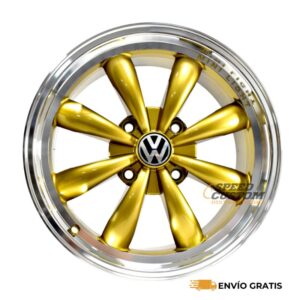 Rines de Aluminio Modelo Minilight 15X6.5 4-130 Aplicación Directa para VW Sedan, Vocho Color Gold SC0018615
