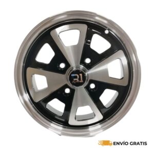 Juego de 4 rines de aluminio R1 Sport. Modelo A426 15  pulgadas. 15X6.5 4-130 color negro maquinado, compatible con VW Vocho. / 150220 - SC0018640