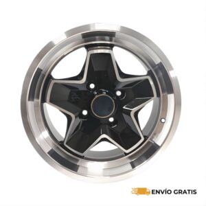 Rines de Aluminio Modelo R1 VC590 17X7.0 4-130 Aplicación Directa para VW Sedan, Vocho Color Negro Maquinado ET25 CB80.9 SC0019256
