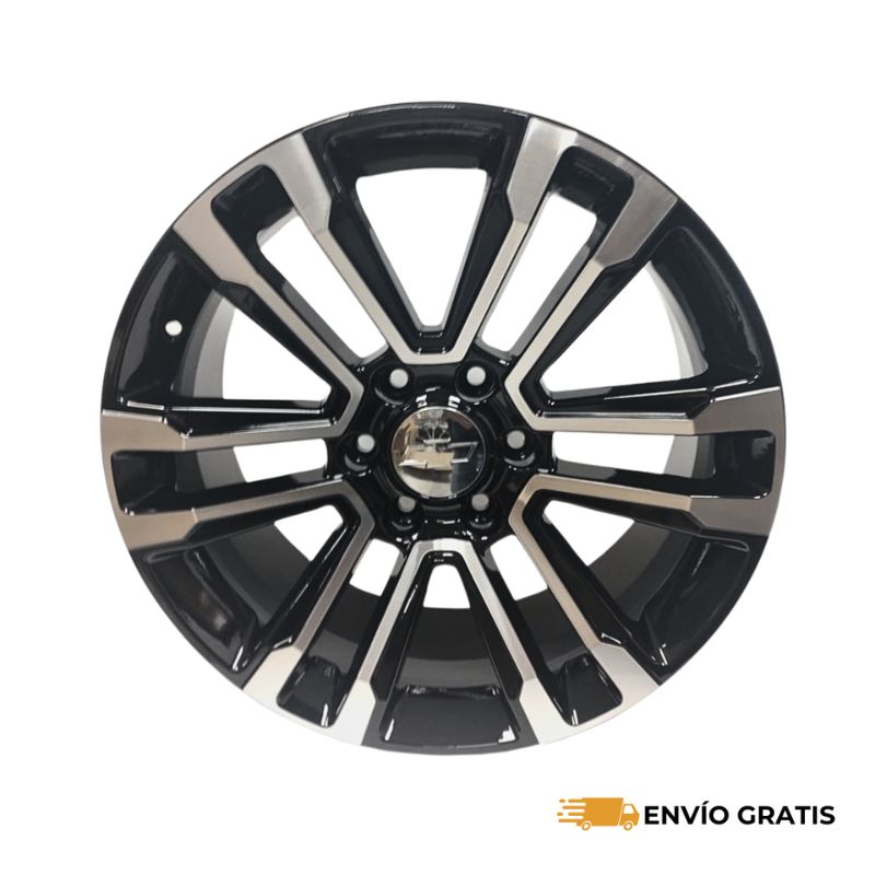 Rines de Aluminio Modelo 2226 20X8.5 6-139.7 Color Negro Diamantado, Juego de 4 Rines Compatible con GM Sierra, Silverado, Cheyenne SC0019259