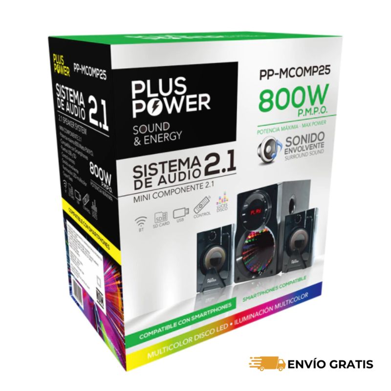 Minicomponente Plus Power Pp-mcomp25 Negro Con Bluetooth