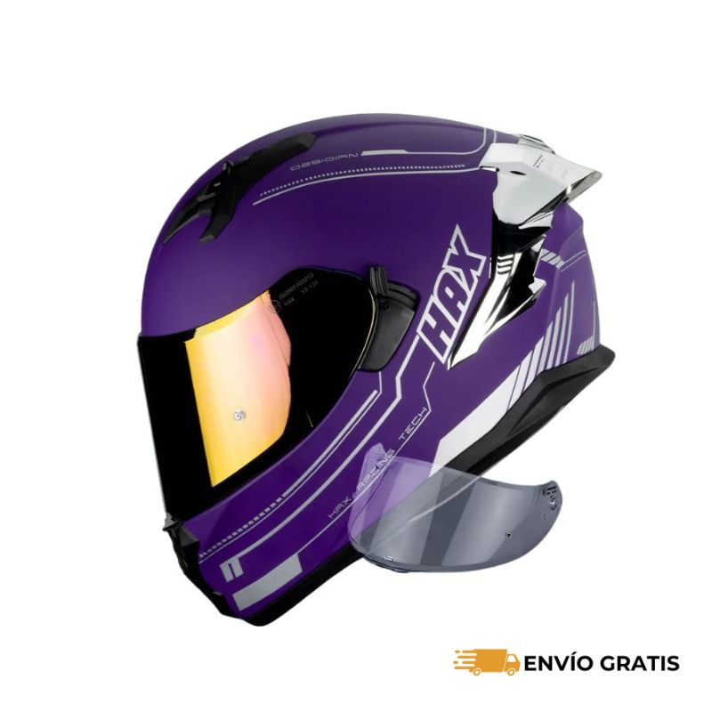 Casco HAX Obsidian Negro Púrpura Plateado, Acabado Mate (Talla L) | SC0019493