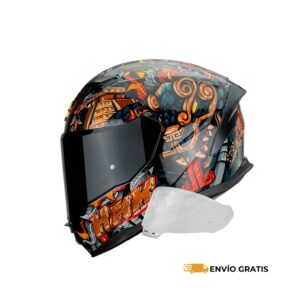 Casco HAX Force Kukulcan  Negro con detalles Gris y Dorado, Acabado Brillante (Talla M) | SC0019496
