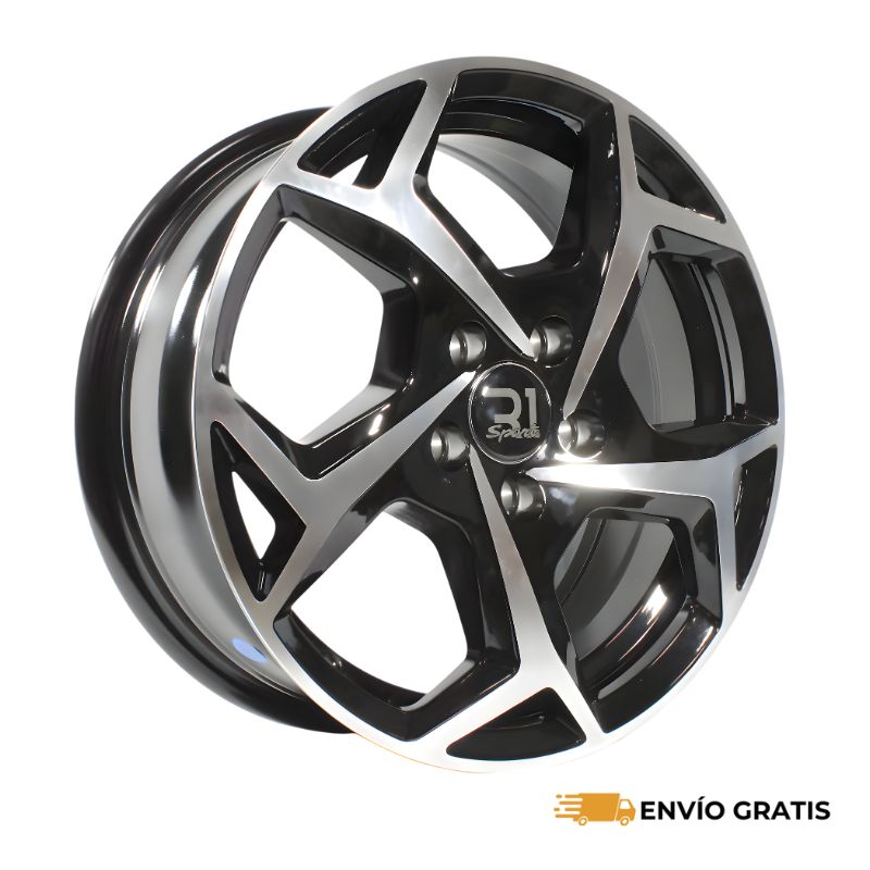 Rines 15" 5x100 R1 Sport Black Machine Face (Juego de 4) | SC0019590