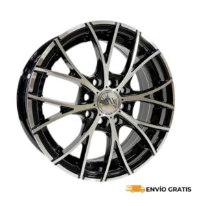 Rines 14" de aluminio 4x100 / 4x114.3 Modelo 552 Black Machine Face (Juego de 4)  Tsuru, Sentra, Aveo, Gol, Spark | SC0019756