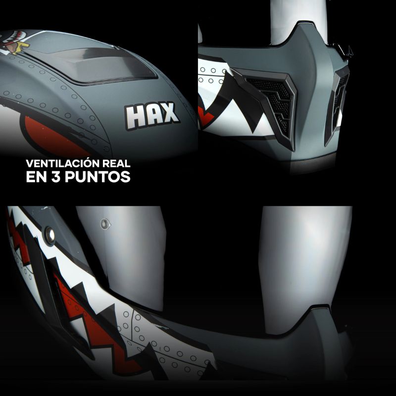 Casco Integral HAX Black Pearl Spitfire Gris Mate (Talla XL) | SC0019772 - Imagen 4